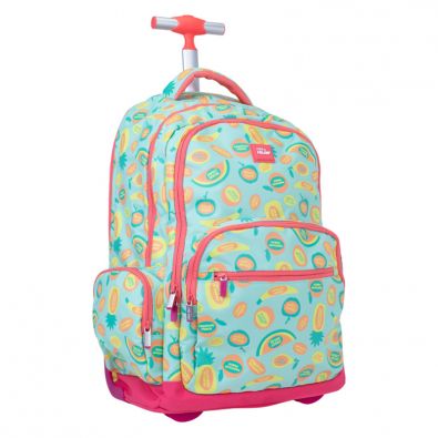 6-zip wheeled backpack (25 l) Sugar Colibrí Pastel, pink & grey