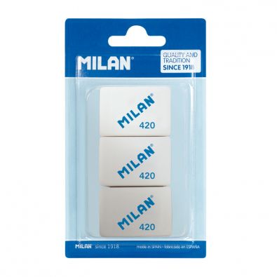 Box 60 double use bevelled rubber erasers 860 (pink - blue) • MILAN