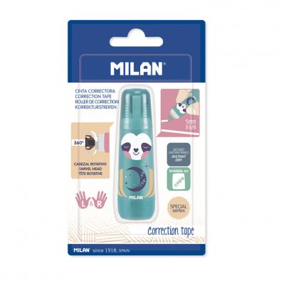 Milan Correction Tape Caja de 12 Correctores de Escritura en Cinta 5mmx8m  Azul
