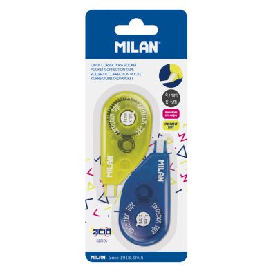 MILAN Blister Pack 2 Acid Pusher Correction Tape Refills 5 Mm X 6 M Clear