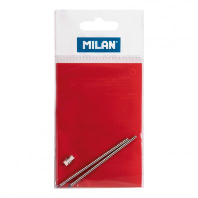 Boligrafo Milan Multifuncion Cromado Adornos Dorados Azul/Rojo/Portaminas  0,5 Mm/ Goma De Borrar En Caja Metal — Firpack