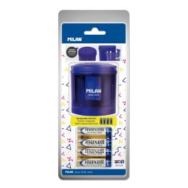 MILAN Electric Eraser With Spare Erasers And Battery Acid Series Blue