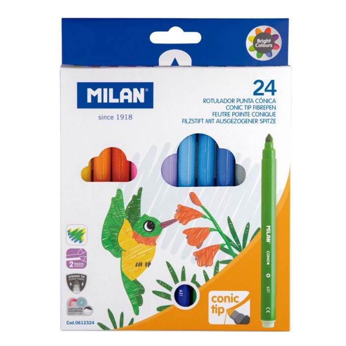 Box 24 conical tip fibrepens • MILAN