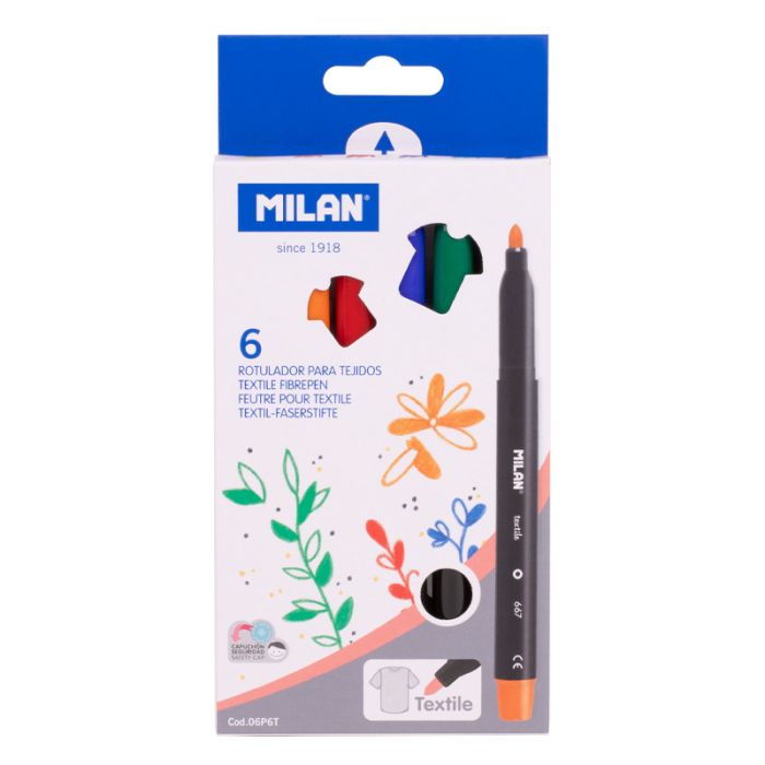 Caja 6 rotuladores para tejidos • MILAN