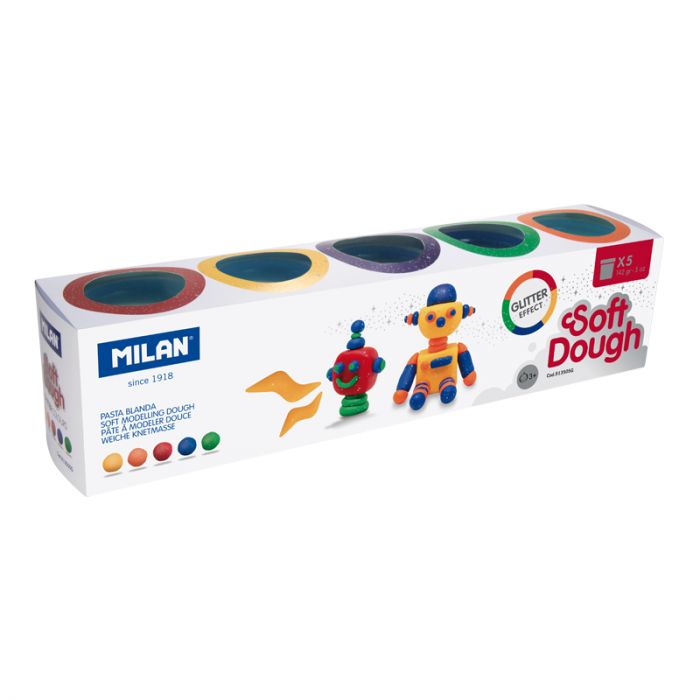 Box 5 cans 142 g Glitter Soft Dough • MILAN