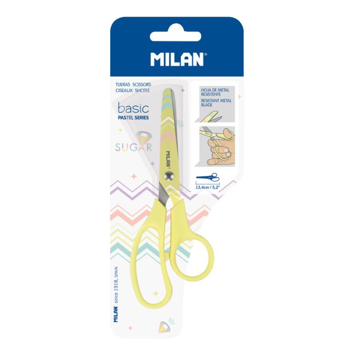 Blister pack Basic Pastel scissors, yellow • MILAN