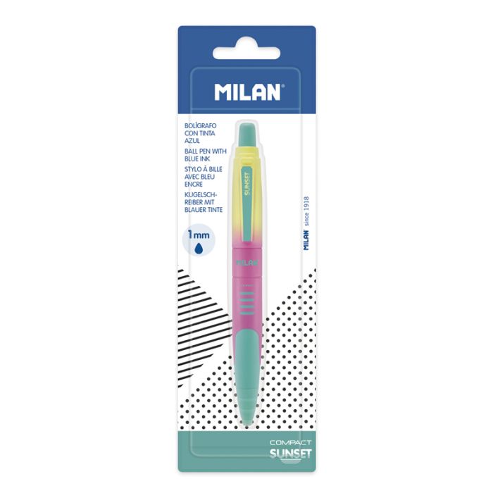 Blister pack 1 pen COMPACT Sunset blue ink, assorted colours • MILAN