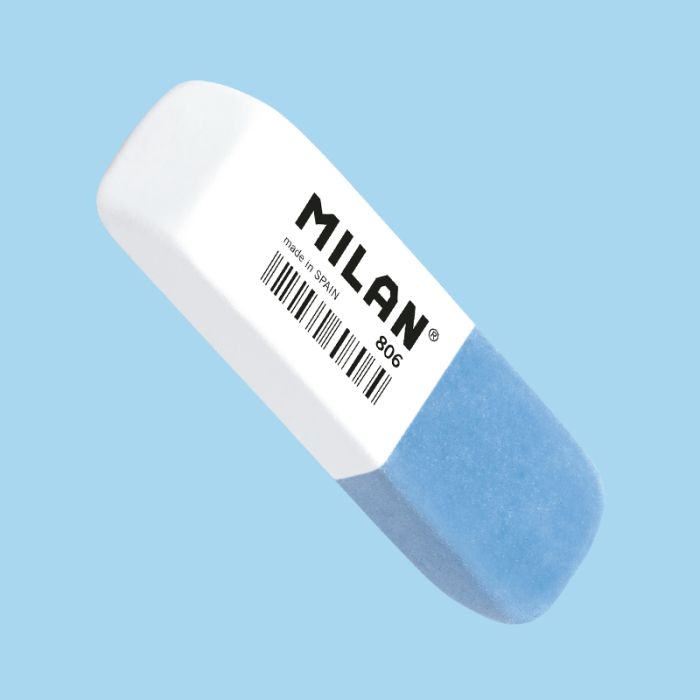 Caja 6 gomas biseladas 806 doble uso (blanco - azul) • MILAN
