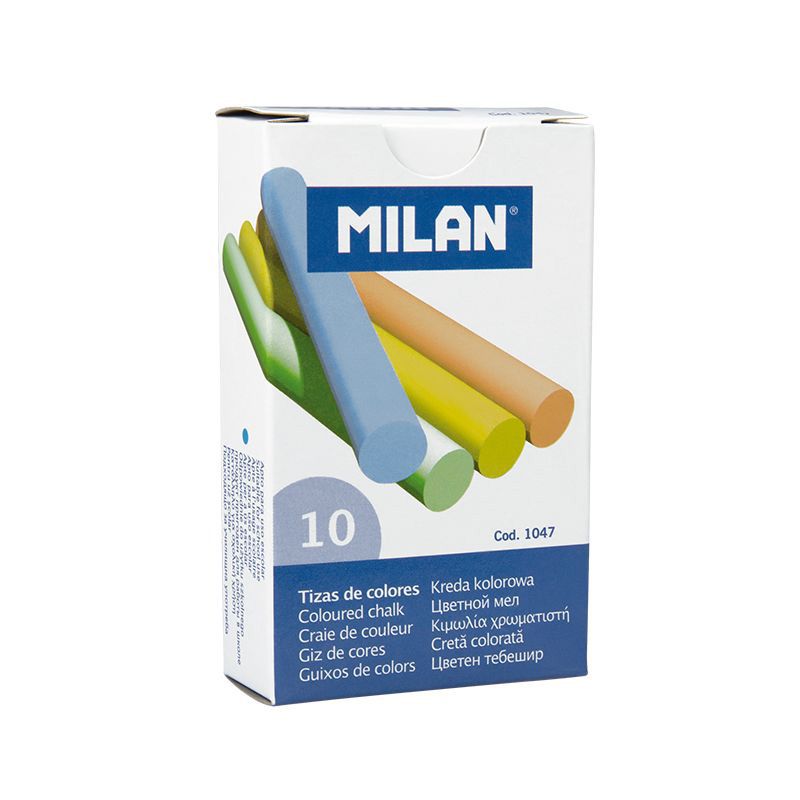 Caja 10 tizas de colores (sulfato de calcio) • MILAN