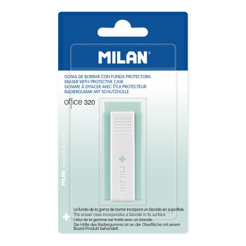 Blister pack 1 turquoise Office 320 nata® eraser with cover, + Edition  series • MILAN